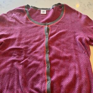 CAbi Pink and Gray Cardigan